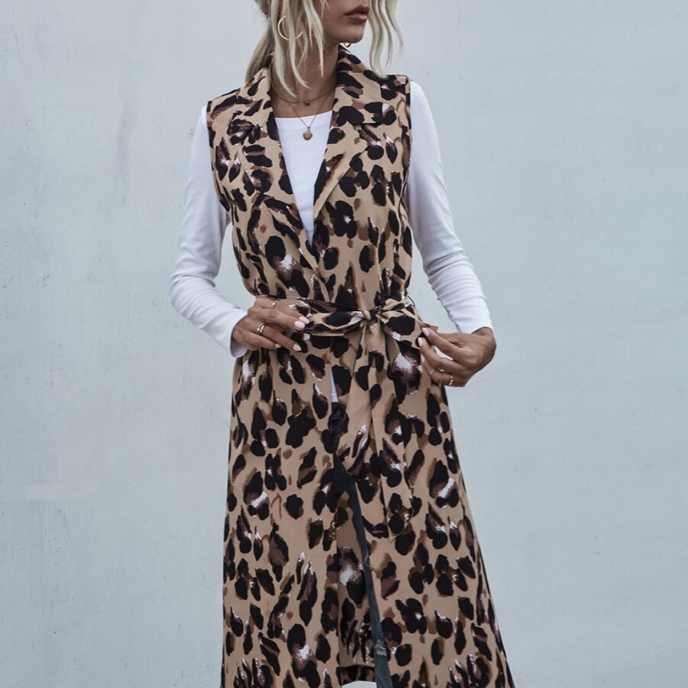 Leopard Print Long Vest - Picture 3 of 6